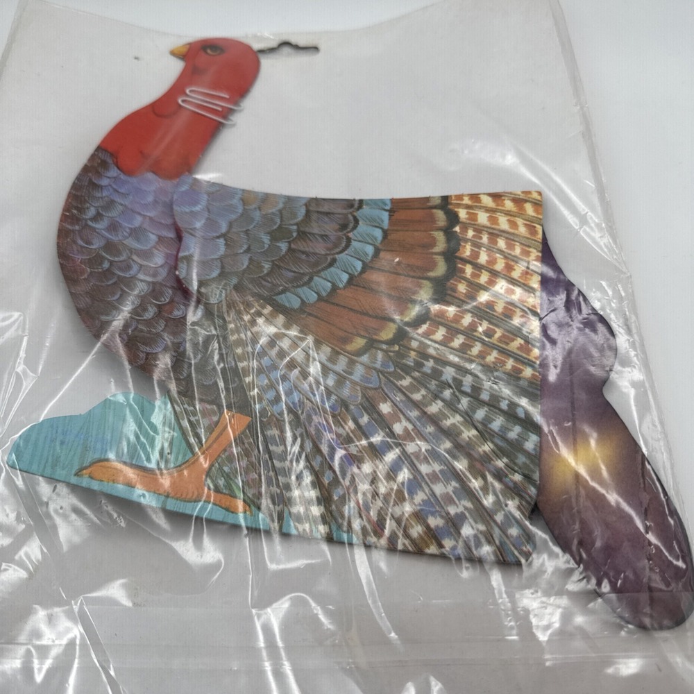 Vtg Die Cut Honeycomb Turkey Decoration Thanksgiving Fall 12" Party Kids Table